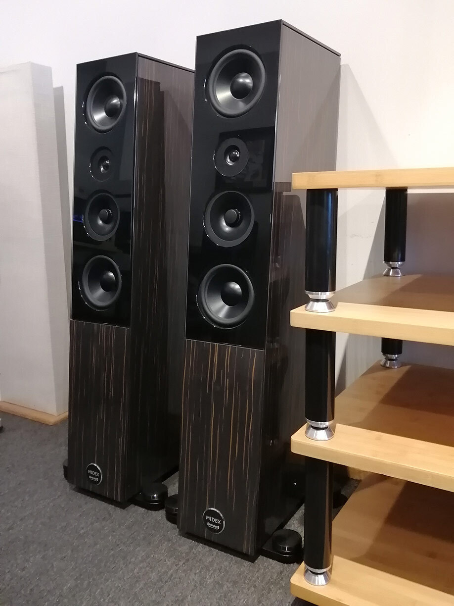 Close up of premium floor standing speakers