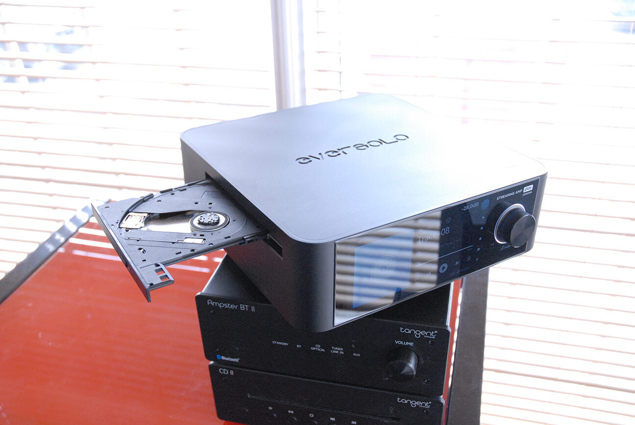 Eversolo DMP-A6 all-in-one streamer and amplifier in a modern living room